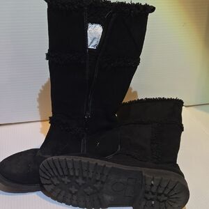 Black Girl's Winter Suede Boots - Classic Cozy Style